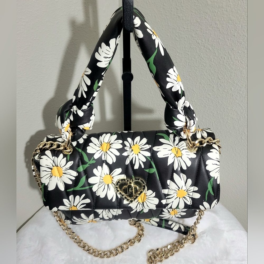 Betsey Johnson Quilted Puffed Daisy Print Bag.